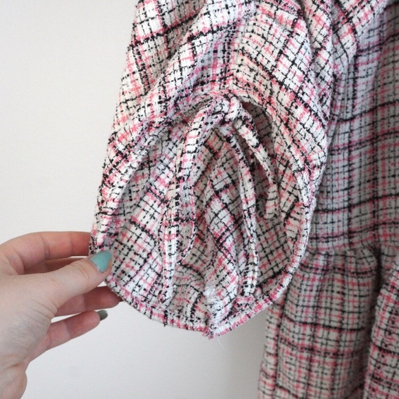 ASOS Design Boucle Smock Mini Shirt Dress with Peplum Hem Sz 00 EUC Feminine - Picture 6 of 8